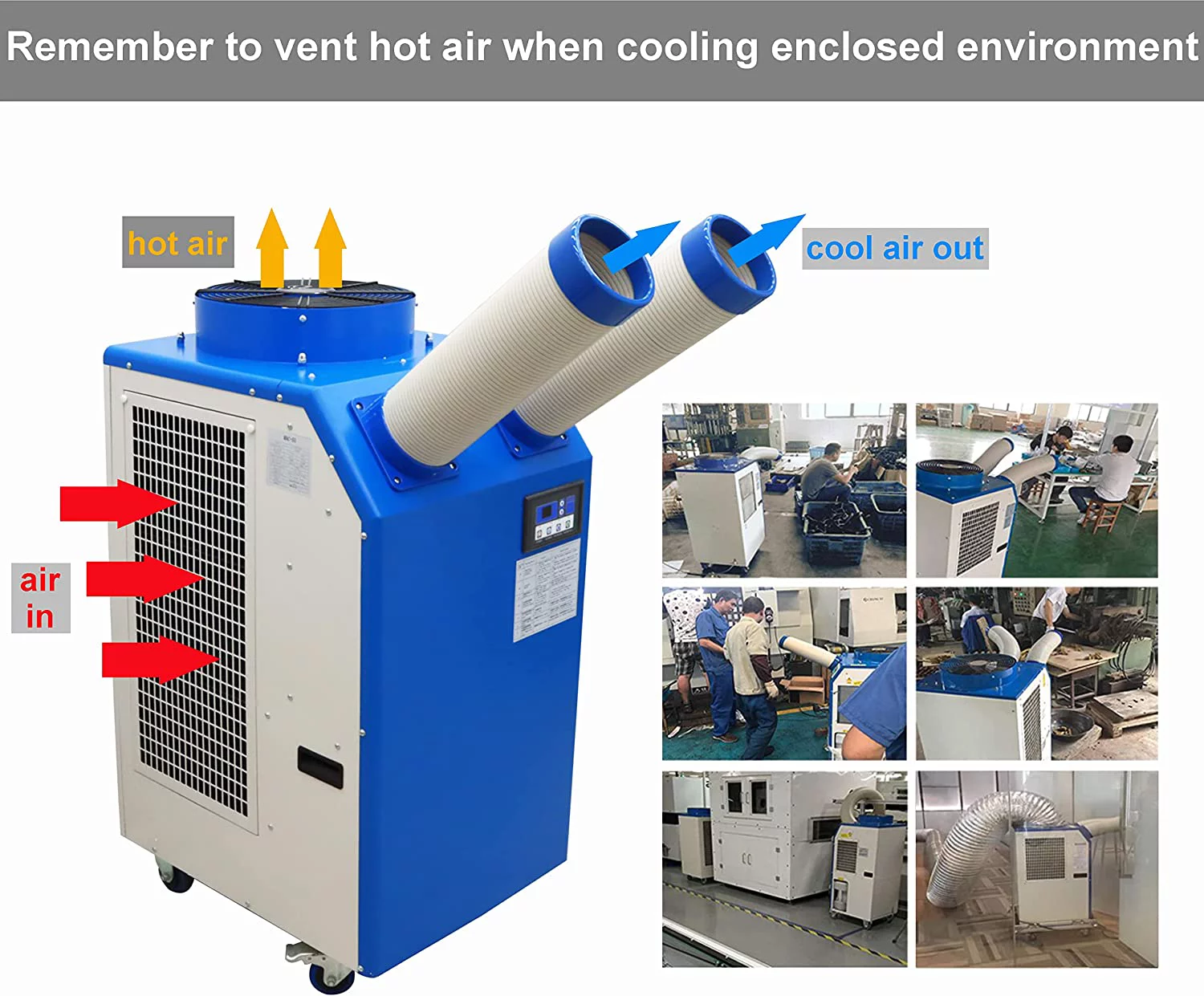 INTSUPERMAI Industrial Spot Cooler Air Conditioner Cooling Aircon 220V Portable 18,700 BTU/H