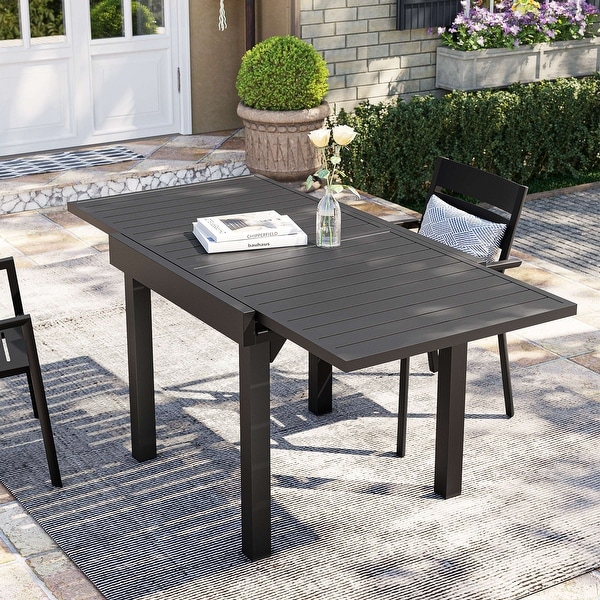 3/5/7 Pieces Patio Dining Set,Aluminum Expandable Table,Folding Padded Adjustable Chair