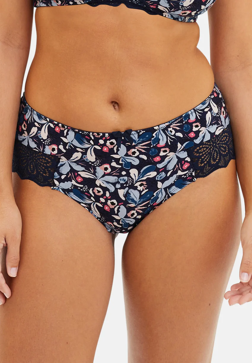 Shorty Flora Imprimé Floral Bleu & Rose Pale