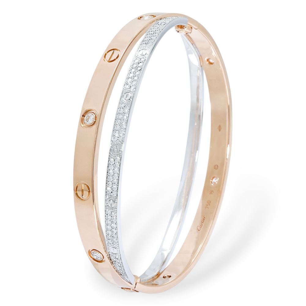 Cartier Love Bracelet 18K White Gold & 18K Rose Gold Diamond N6039200