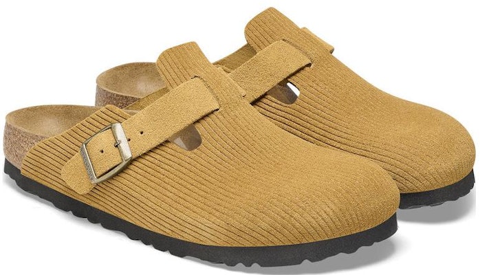 Birkenstock Boston Suede Embossed Narrow Fit Cork Covered-Toe Slippers