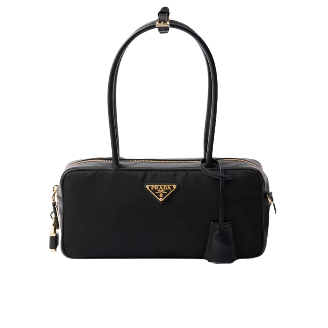 Prada Re Nylon Small Top Handle Bag With Padlock Black 28Cm
