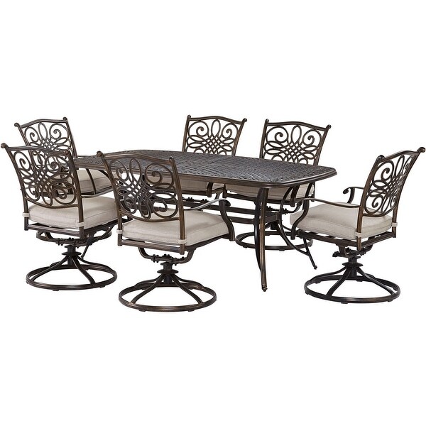 Agio Renditions 7Piece Set with 6 Swivel Rockers and 38in. x 72in. CastTop Table,Featuring Sunbrella? Fabric in Silver