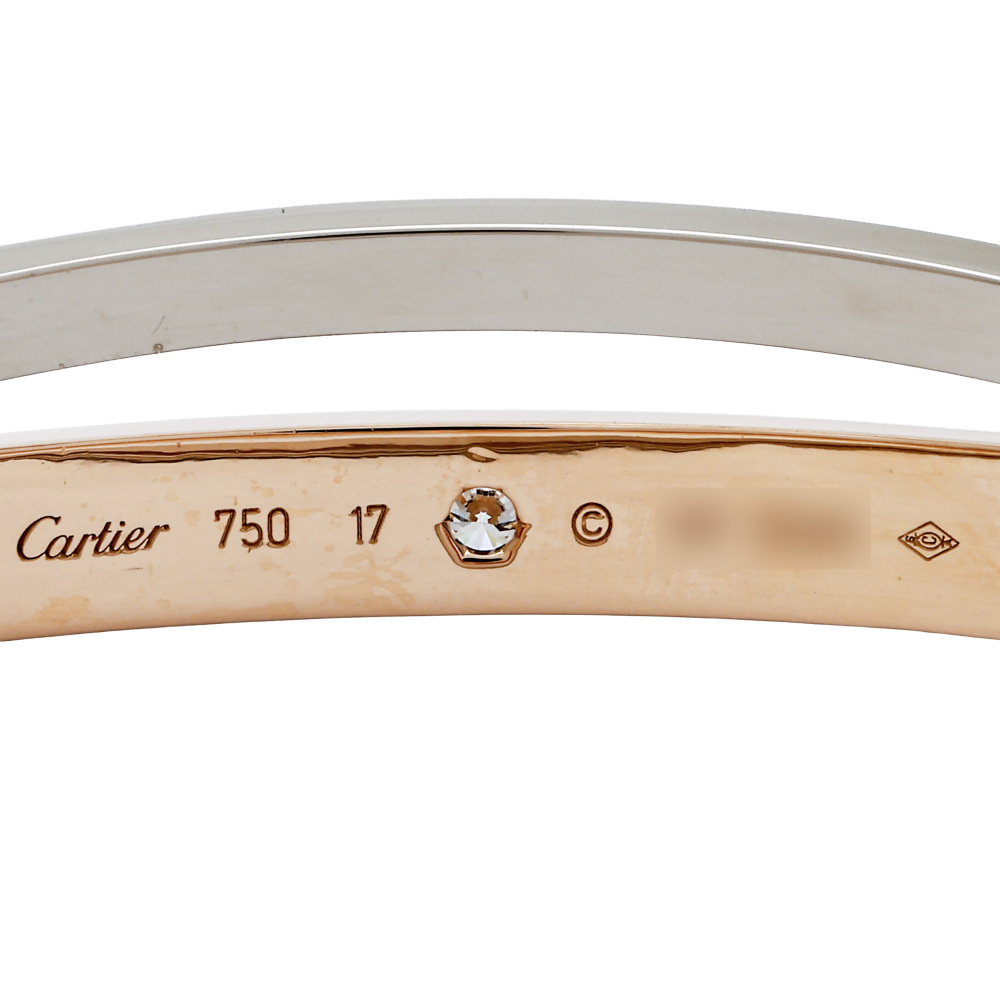 Cartier Love Bracelet 18K White Gold & 18K Rose Gold Diamond N6039100