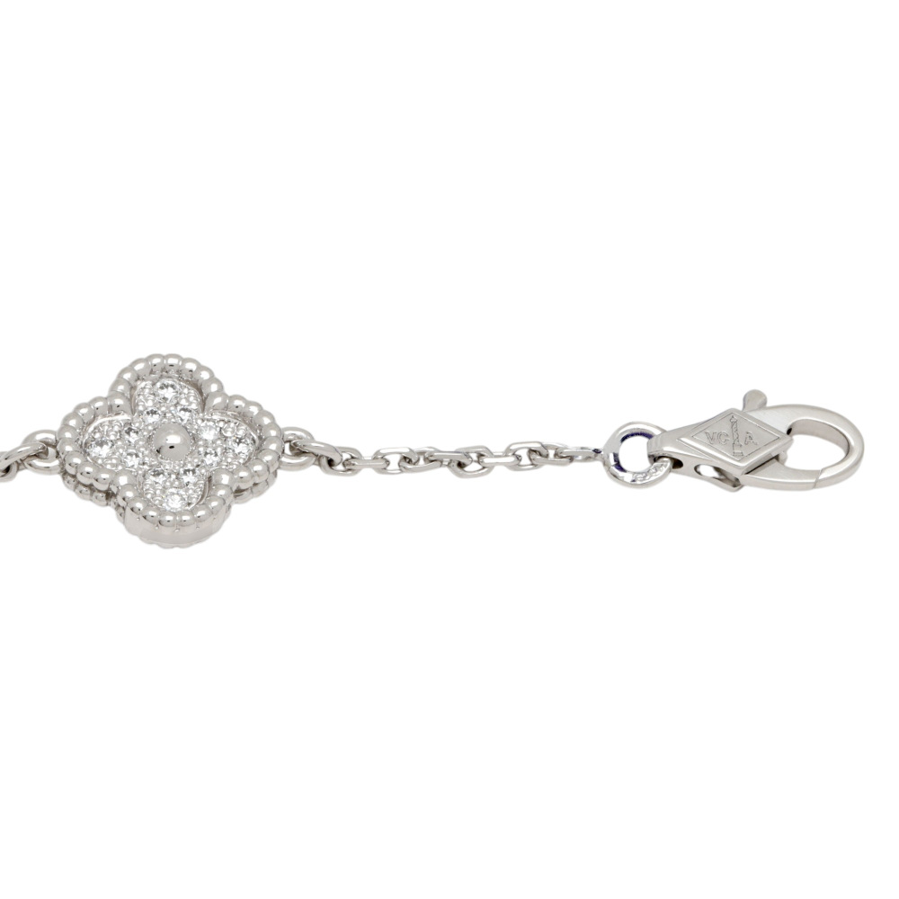 Van Cleef & Arpels Sweet Alhambra Necklace 16 Motifs 18K White Gold Diamond VCARO85A00