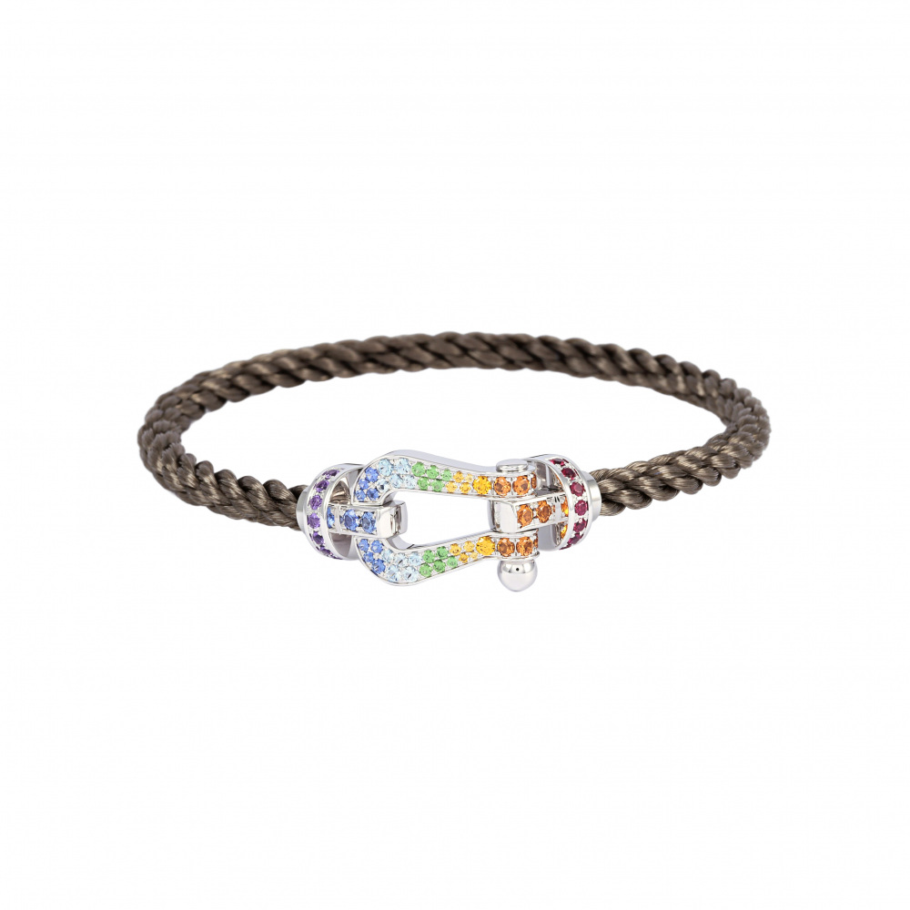 FRED Force 10 Lm Rainbow Bracelet 18K White Gold & Stainless Steel Multicolor