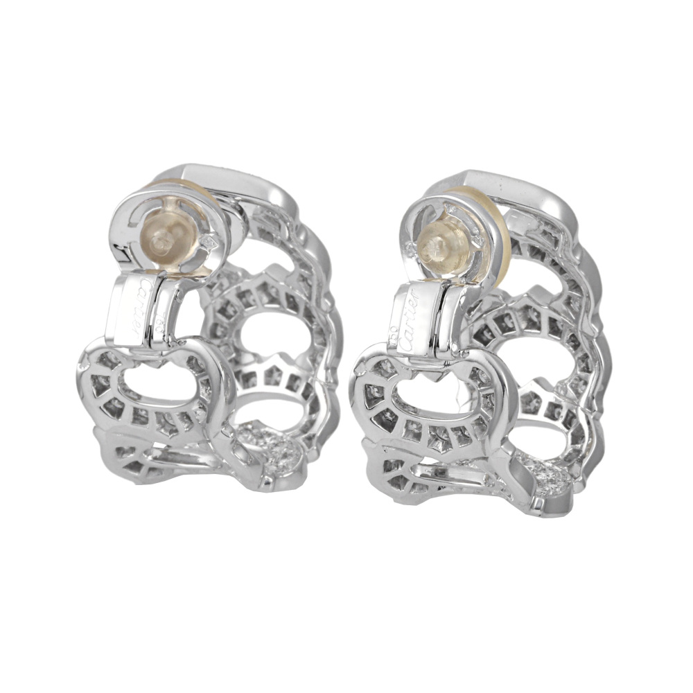 Cartier C Do Earrings 18K White Gold Diamond