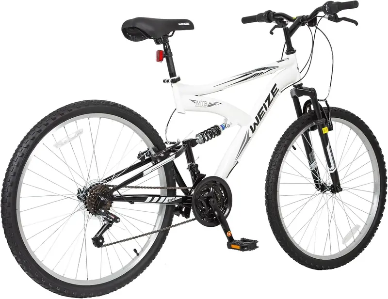 WEIZE 26/27.5-Inch Hybrid Mountain Bike – 18-Speed Dual Suspension Adult MTB with Ergonomic Adjustable Seat