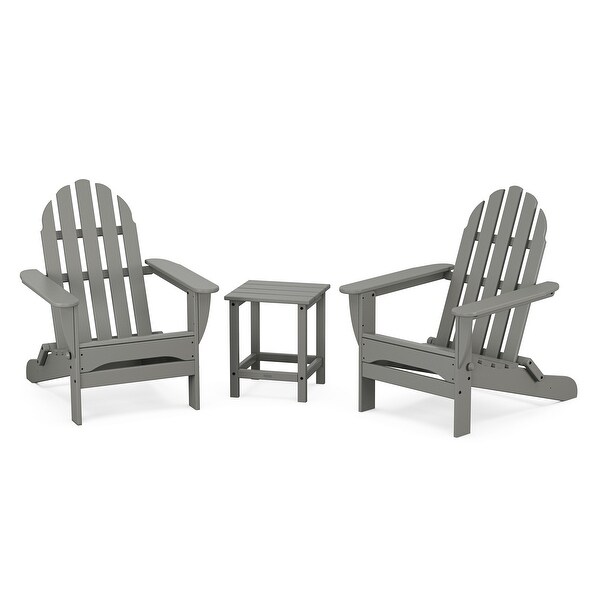 POLYWOOD Classic Folding Adirondack 3Piece Set with Long Island 18