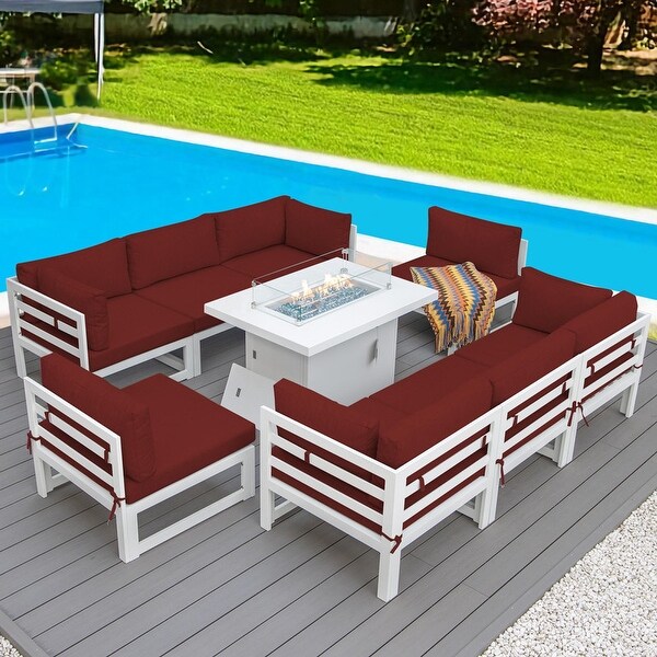 Nicesoul White Aluminum Modern Patio Furniture Sectional Sofa Set with Cushion