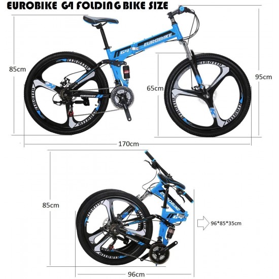 G4 Mountain Bike 26 Inches 3 Spoke Wheels Dual Suspension Folding Bike 21 Speed MTB