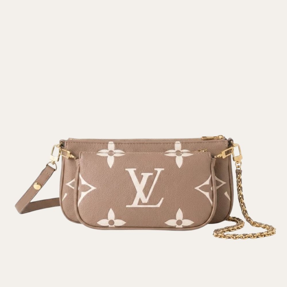 Louis Vuitton Multi Pochette Accessoires Monogram Empreinte Greige 9.8 Inches