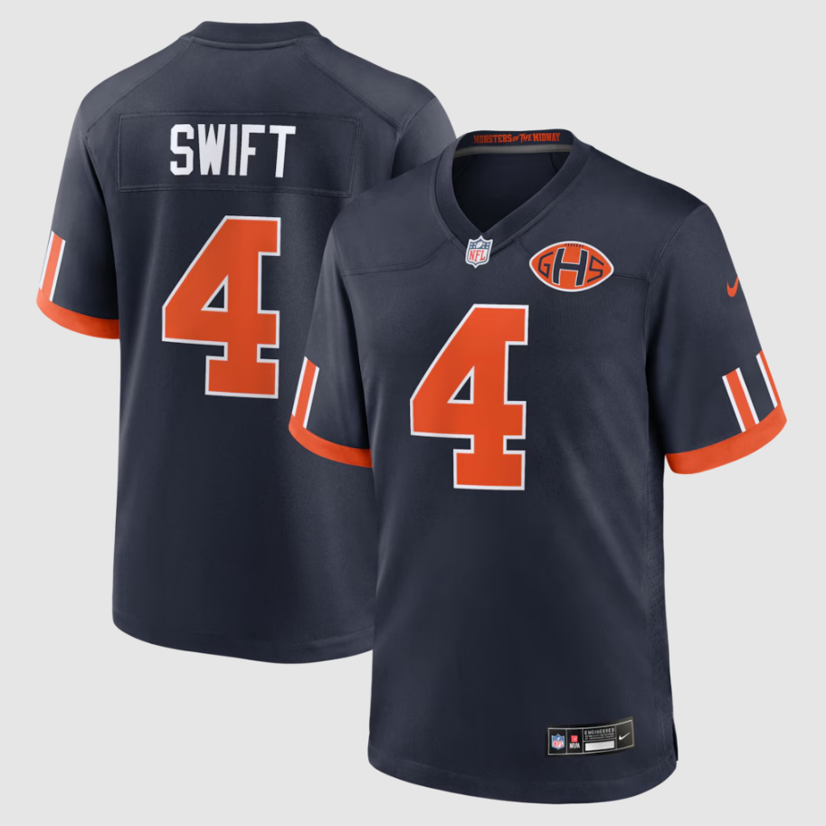 Men's Chicago Bears D'Andre Swift #4 Navy 2026 Rivalries Collection Game Jersey