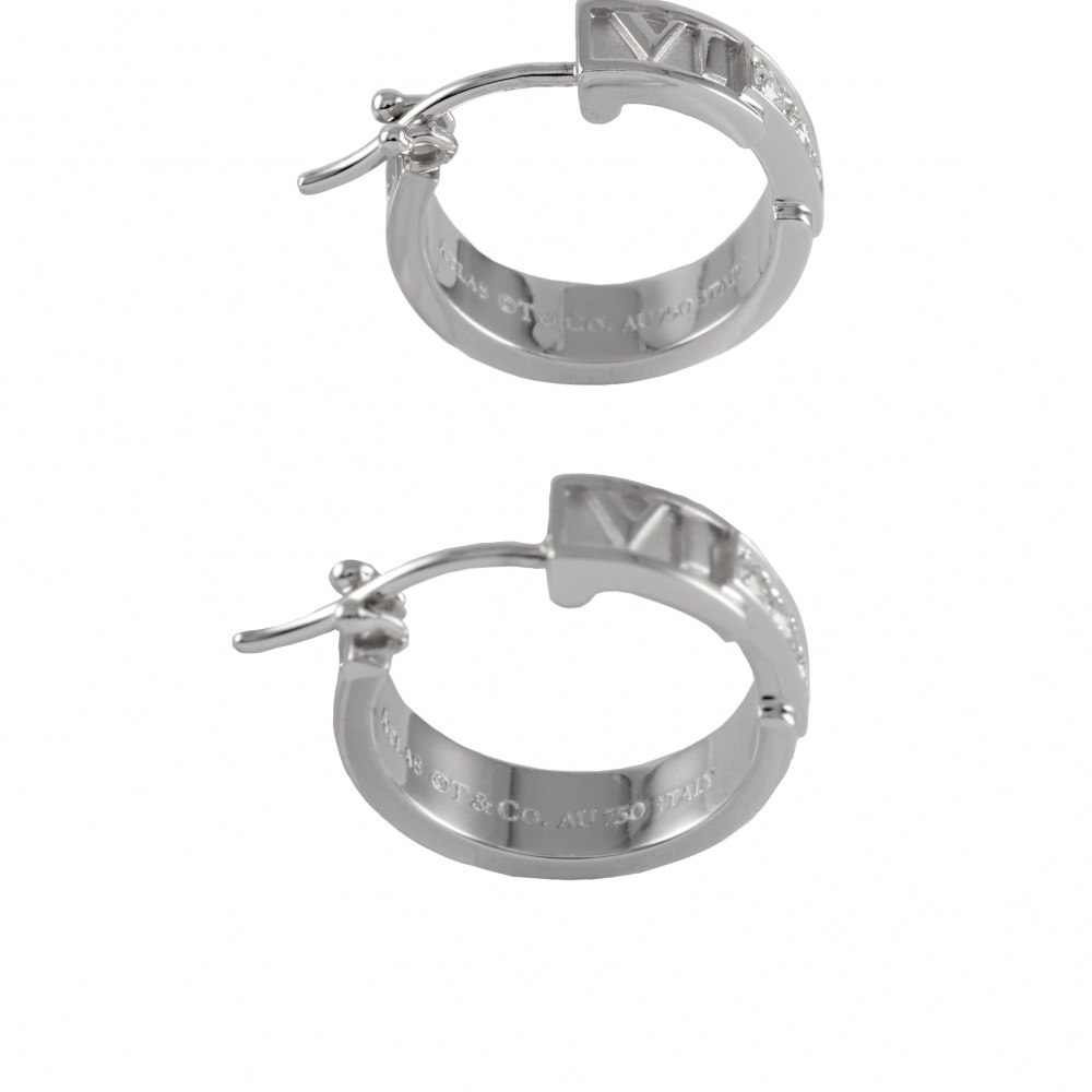 Tiffany & Co. Atlas Earrings 18K White Gold Diamond
