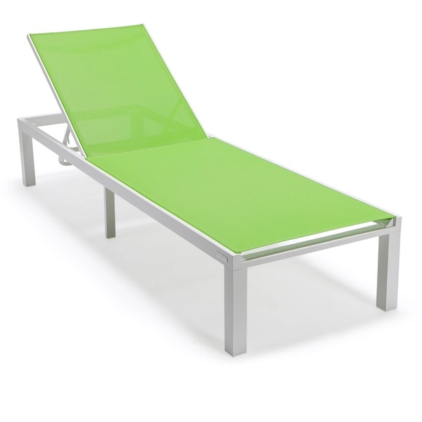Aluminum Beach Pool Sun Lounge Chair Sling Mesh Fabric Reclining Stackable Lounger Chair
