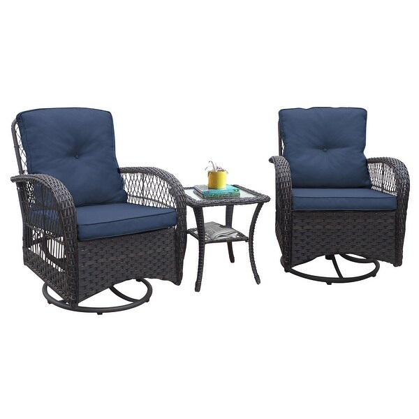 3 Pieces Patio Outdoor Rocking Chairs and Table Set