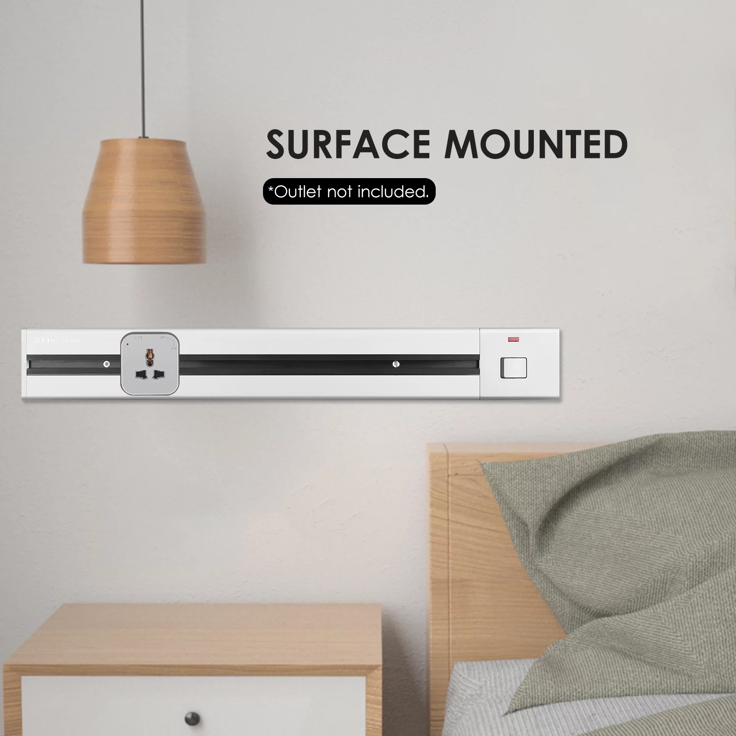 CACAGOO Electrical Outlet Track Surface Mounted Power Outlet Track 60cm Aluminum Alloy Kitchen Sockets Track Wall Outlet