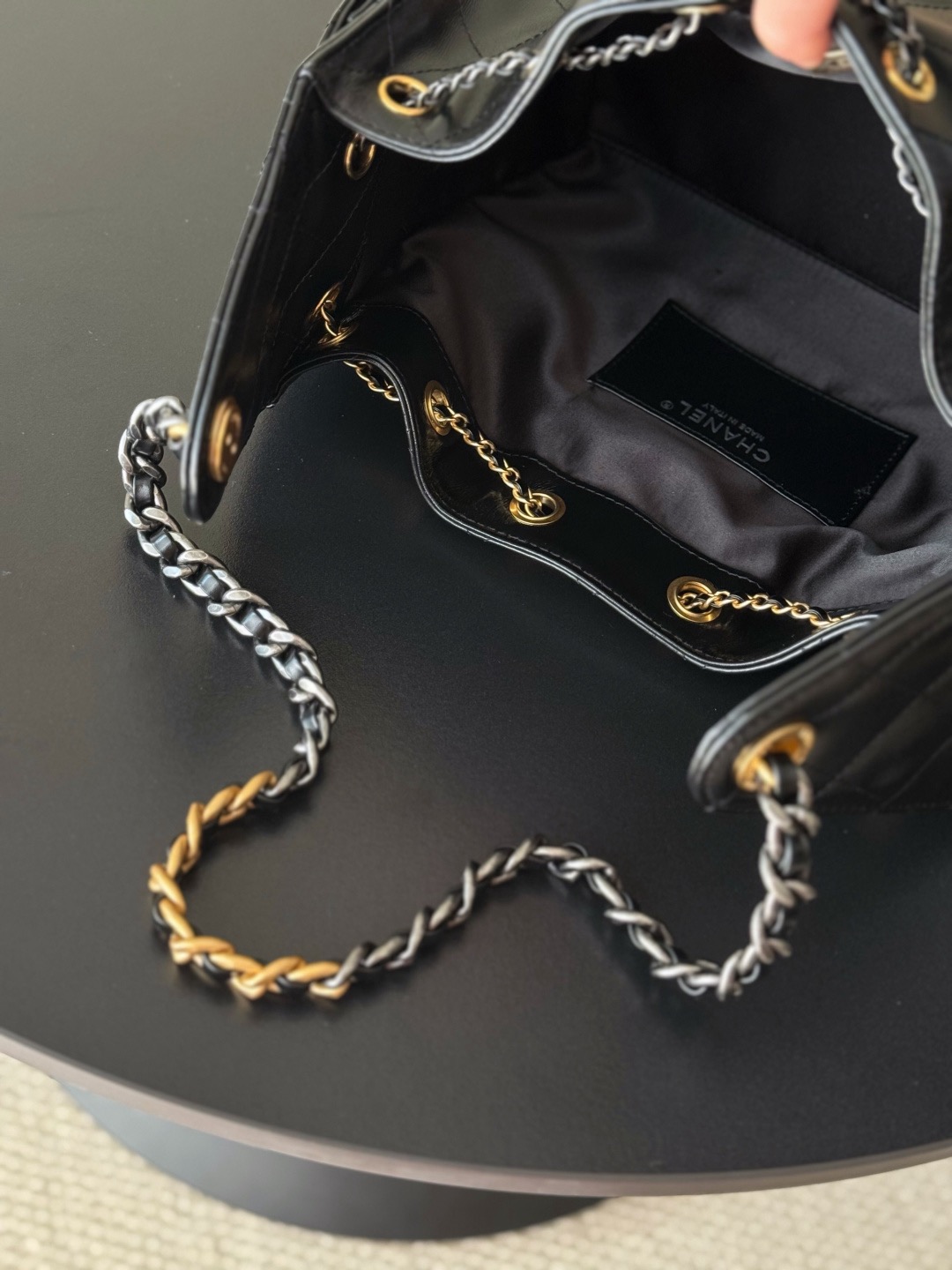 Chanel 25Bag 25C Oil-waxed leather black & gold small