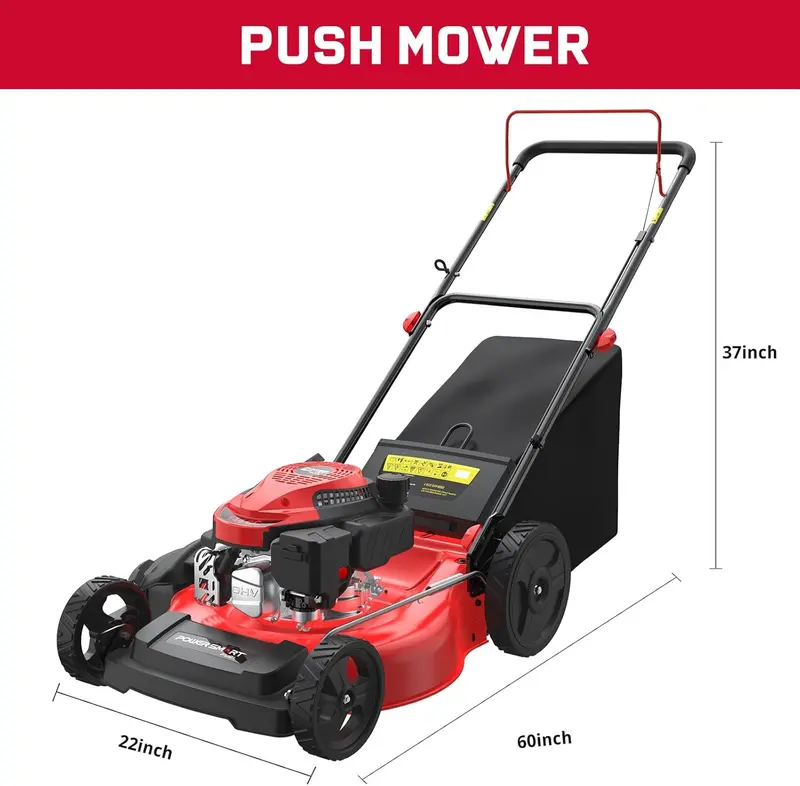 PowerSmart 21-Inch 3-in-1 Gas Lawn Mower – 144cc OHV Engine with Bagging, Mulching & Discharge