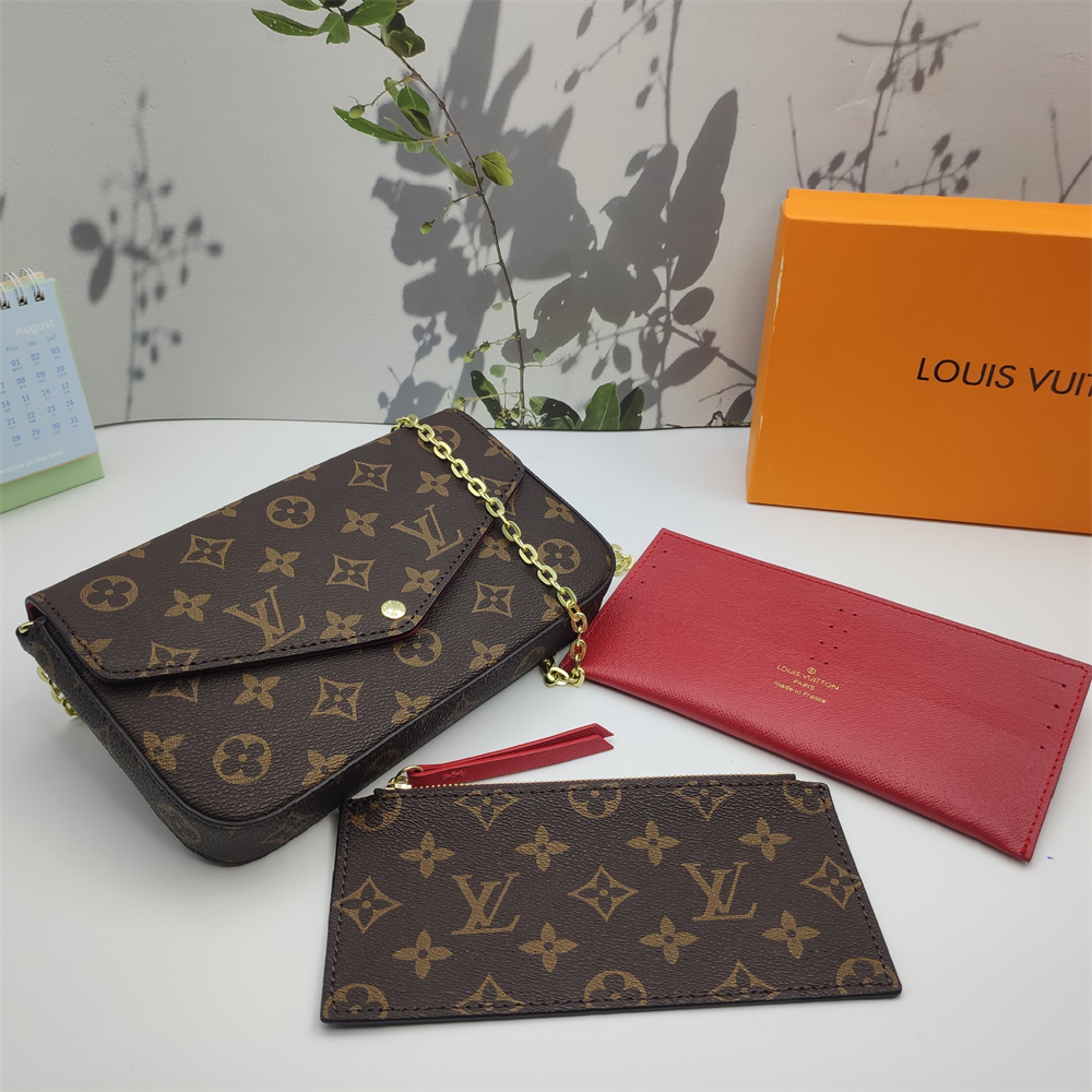 LV Félicie Pochette Monogram Canvas Fuchsia Crossbody Bag - cnluxepick