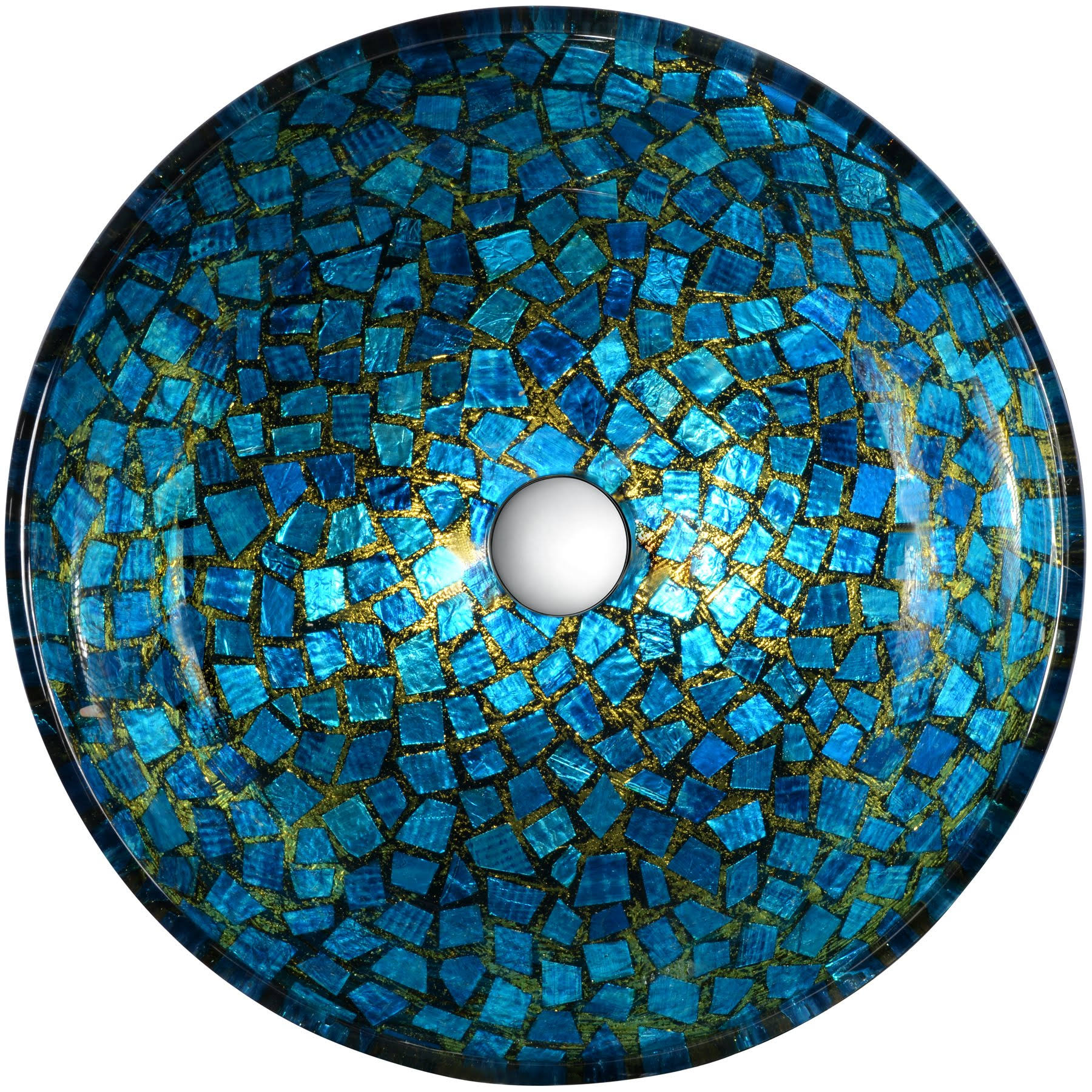 ANZZI LS-AZ198 Mosaic Series Vessel Sink in Blue/Gold Mosaic