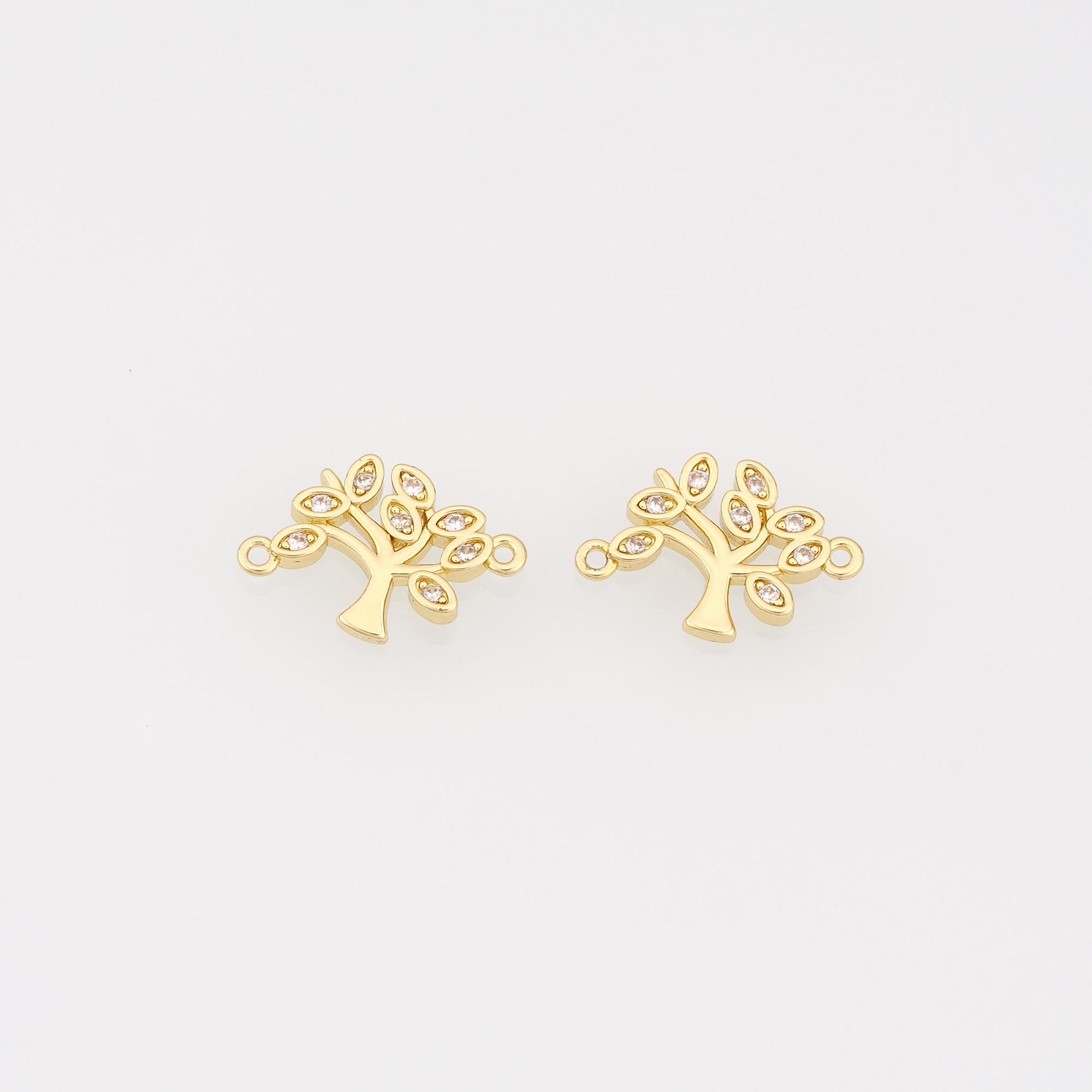 18K Gold Filled Tree of Life Connector,CZ Micro Pave Tree Charm Necklace Bracelet for DIY Jewelry Making Supply