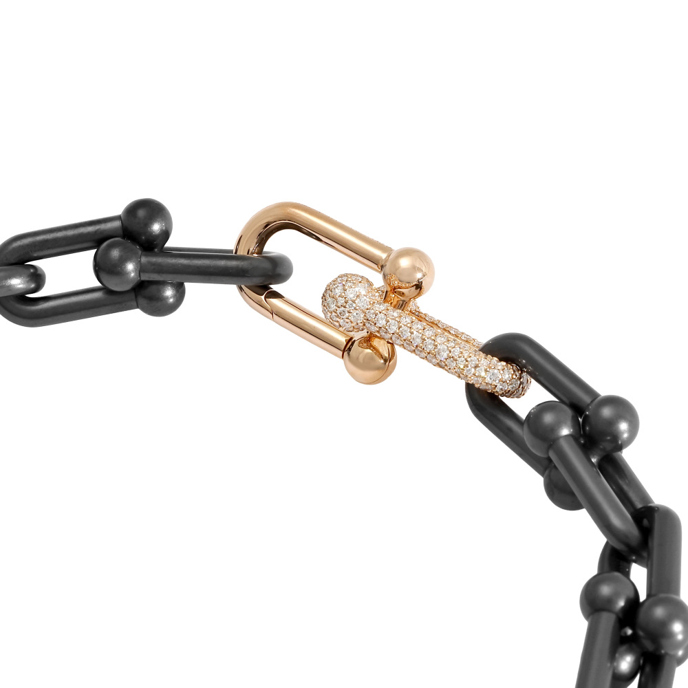 Tiffany & Co. Hardware Necklace 18K Rose Gold Diamond