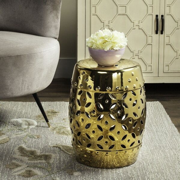 SAFAVIEH Paradise Harmony Gold Ceramic Decorative Garden Stool