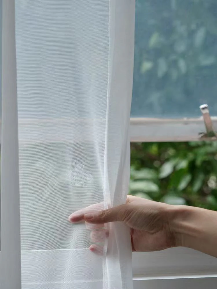 FS001 - DiorMaison Embroidered Silk Little Bee Soft Light Sheer Curtains Anti-Mosquito Translucent Living Room Bedroom Floor-to-Ceiling Curtains