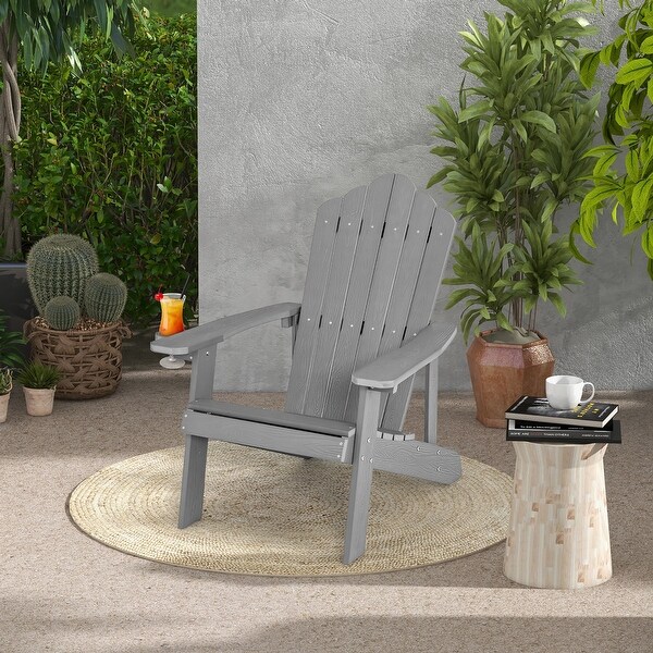Costway Patio HIPS Adirondack Chair with Cup Holder Weather Resistant
