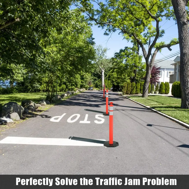 Six-Pack 45-Inch Traffic Delineator Cones – Reflective Collars and Sturdy Base for Safety Barriers