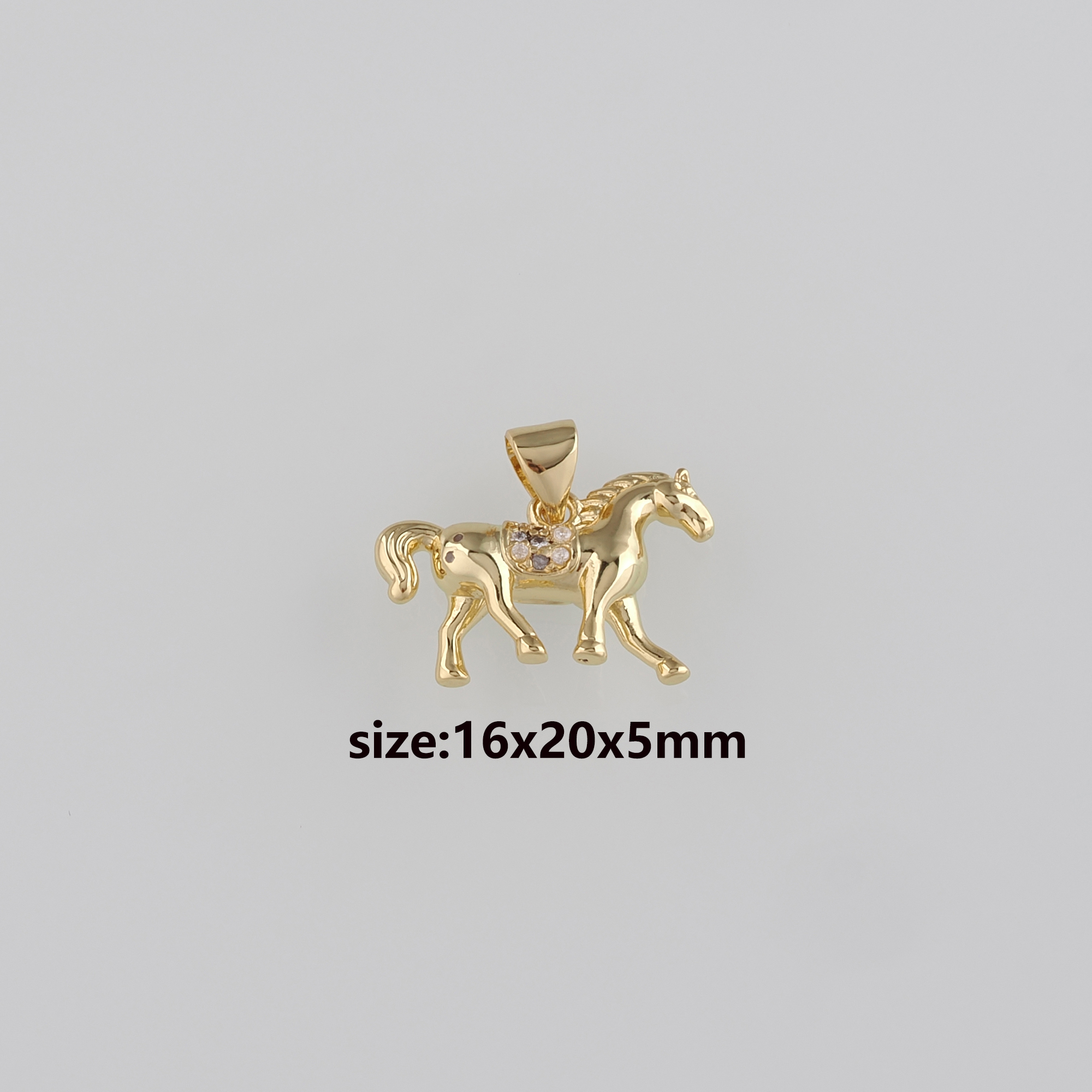 18K Gold Filled Horse Pendant,CZ Micro Pave Horse Charm Earrings Necklace for DIY Jewelry Making Supply