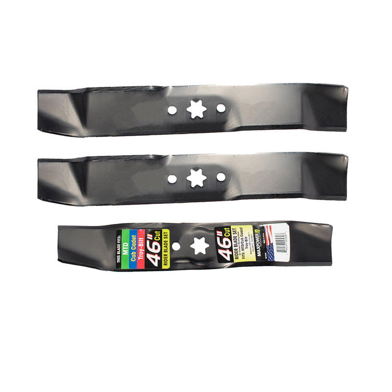MaxPower 561540 Three Blade Mulching Set for Many 46 in. Cut MTD, Cub Cadet, Troy-Bilt Mowers Replaces OEM #’s 742-4125, 742-04124, 112-0304