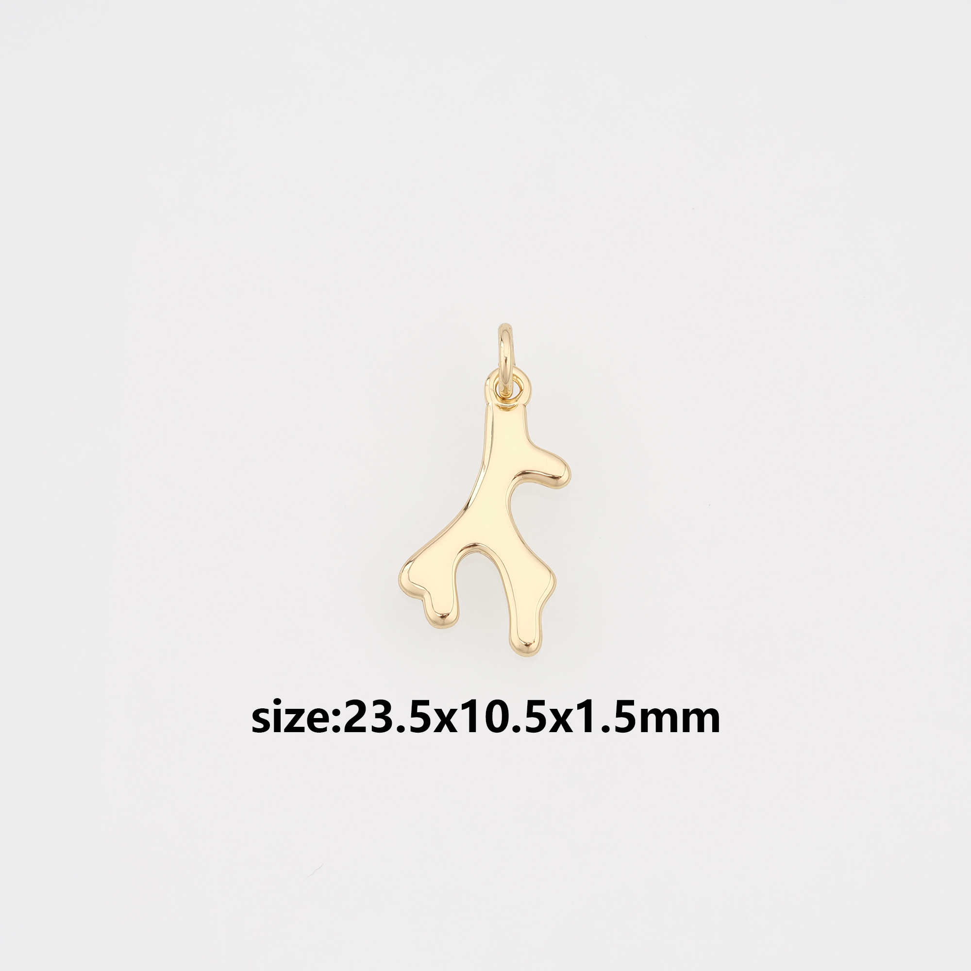 18K Gold Filled Antler Pendant,Dainty Elk Horn Charm Earrings Necklace for DIY Jewelry Making Supply