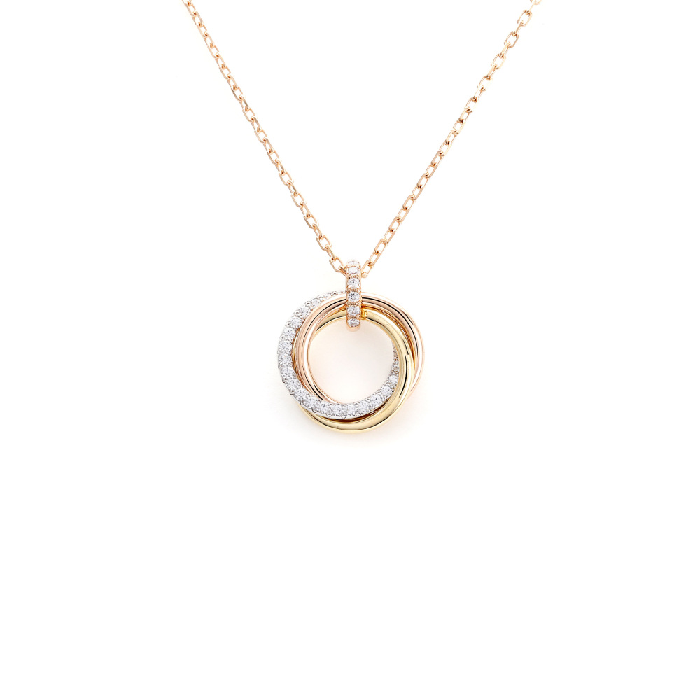 Cartier Trinity Necklace Tri-Gold Diamond B7224586