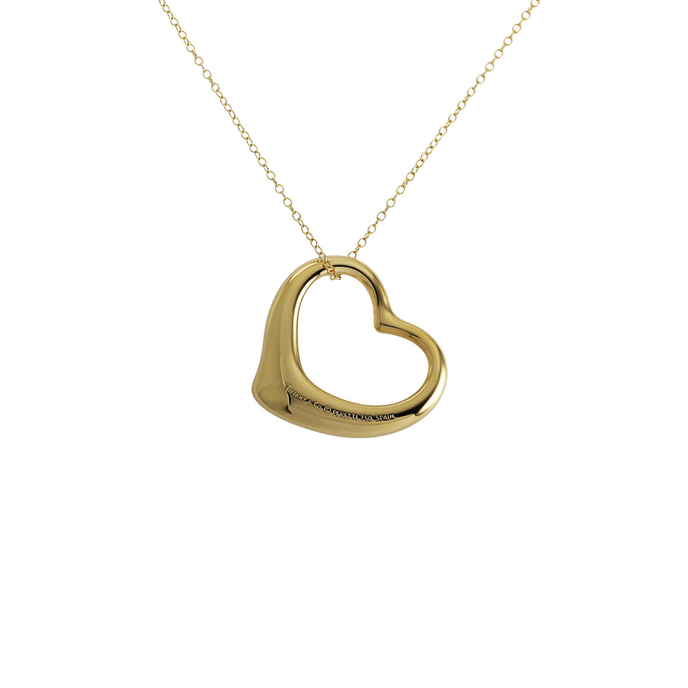 Tiffany & Co. Open Heart Peretti Necklace 18K Yellow Gold