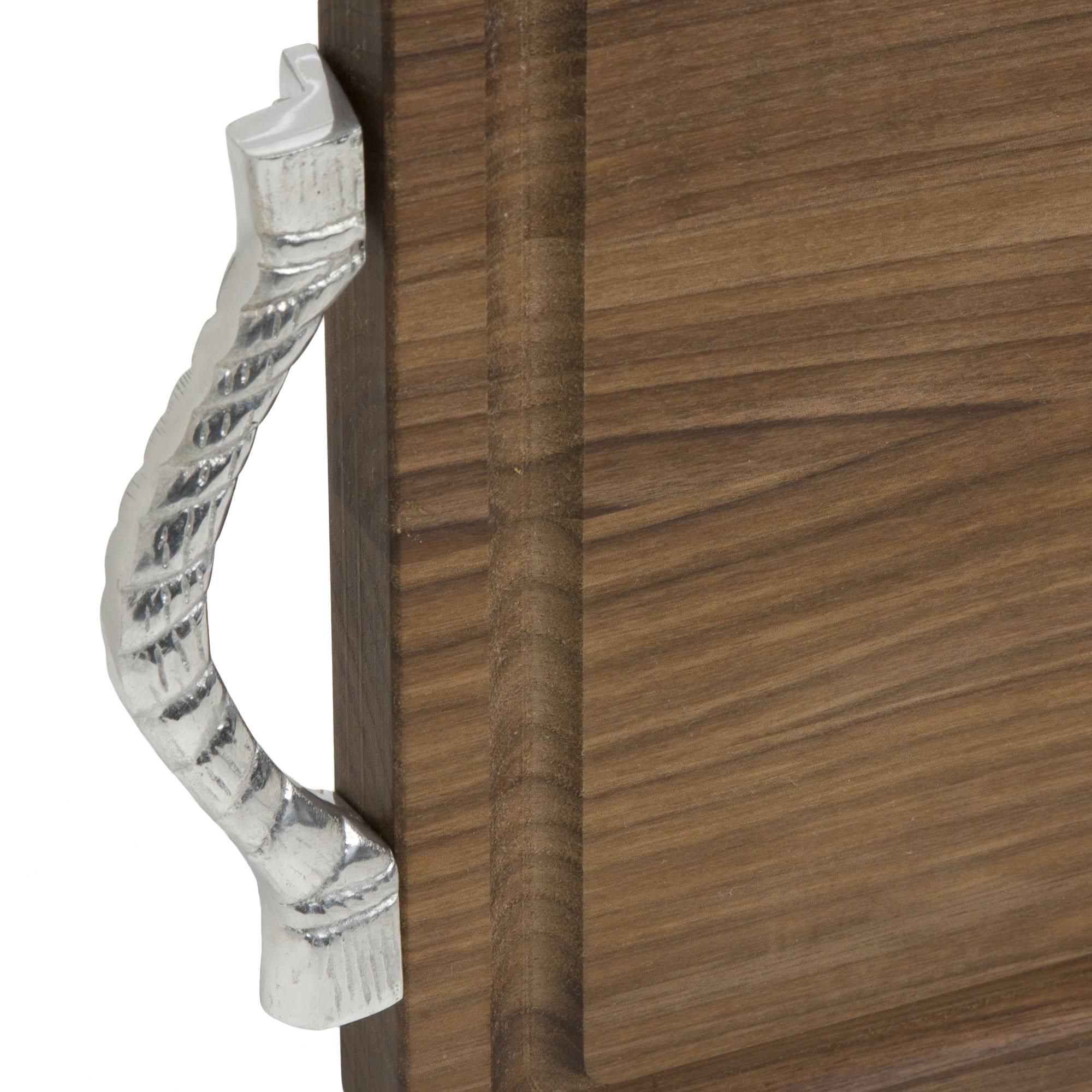 Bigwood Boards Monogrammed Walnut Cutting Board with Rope Handles, H
