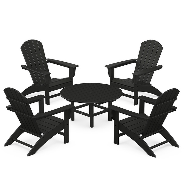 POLYWOOD Nautical 5Piece Adirondack Chair Conversation Set