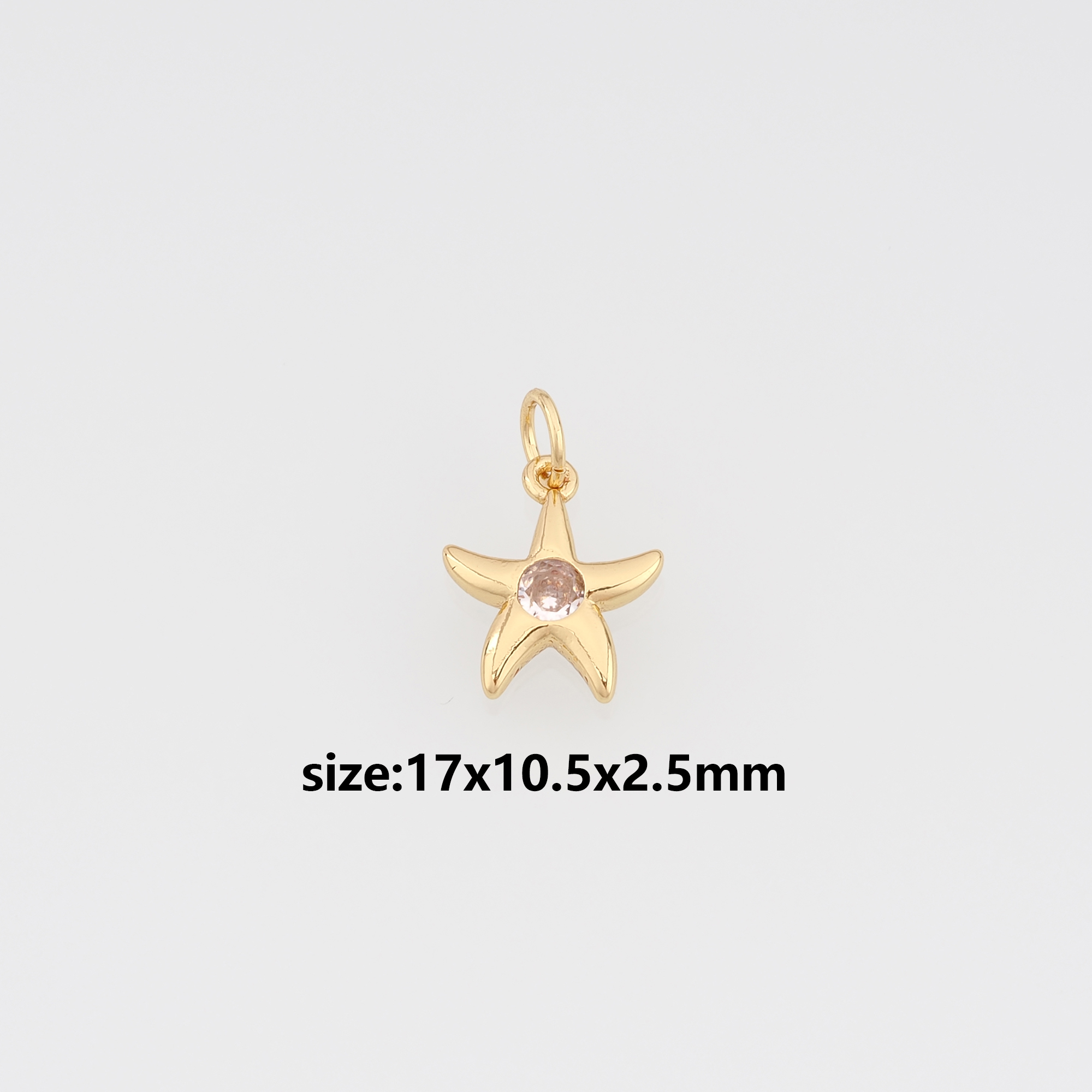 18K Gold Filled Starfish Pendant,CZ Ocean Starfish Charm Earrings Necklace for DIY Jewelry Making Supply