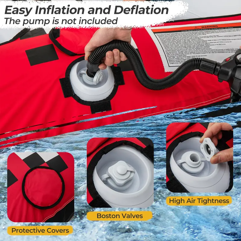 Quick-Connect Inflatable Boat Tube – 1–2 Person Towable with Secure Valve System and Stable Ride Design