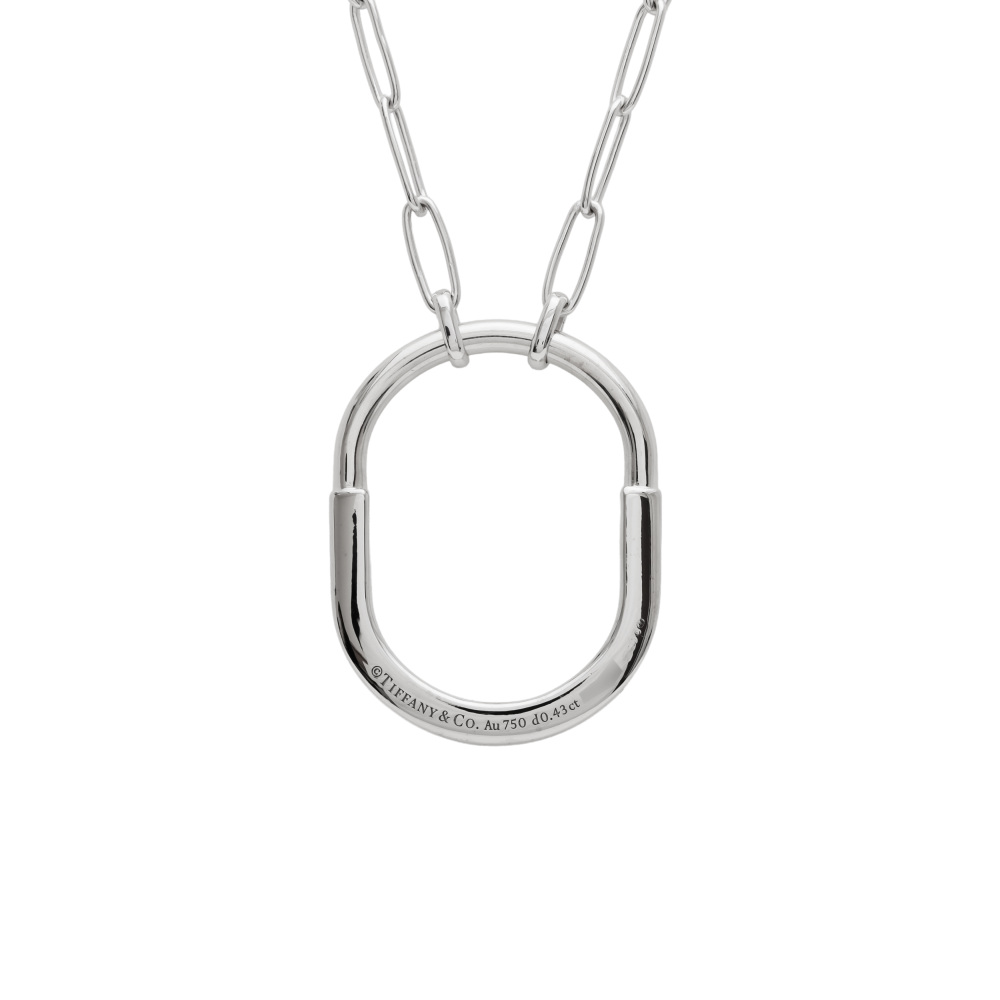 Tiffany & Co. Lock Necklace 18K White Gold Diamond 72342178