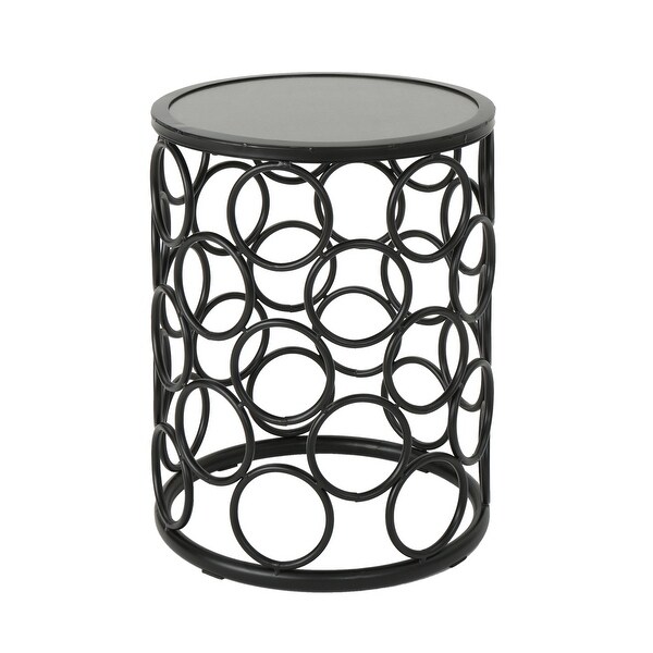 Black Small and Lightweight Ceramic Tile Side Table with a Powder Coated Iron Frame 15. 75 x 15. 75 x 20. 10 Inch