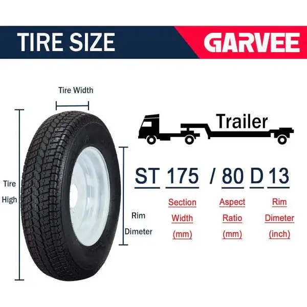 Set of Two 175/80-13 Trailer Tire & Wheel Assemblies — 5-Lug White Spoke Rims, Load Range C, 6PR Construction