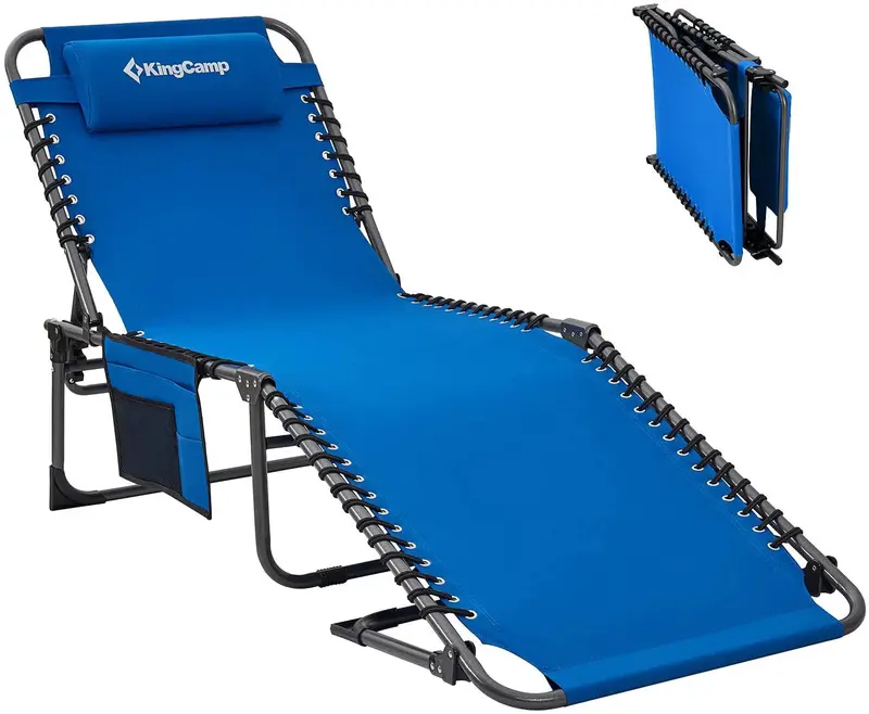 Ultra-Portable 4-Position Folding Chaise Lounge – Lightweight Aluminum Frame for Beach & Backyard Use