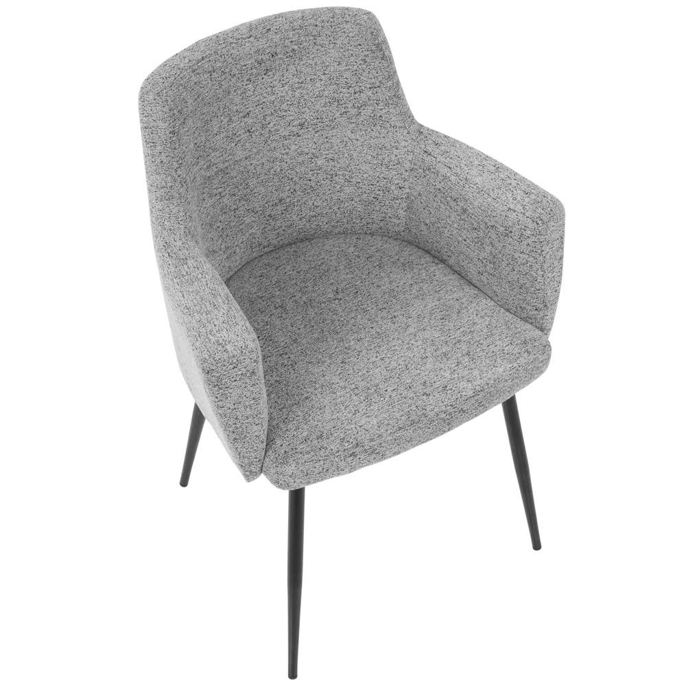 Zuri Modern Bolton Fabric Dining Chair - Set of 2, Gray and Black
