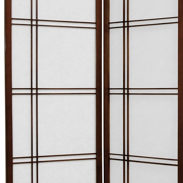 6 Ft Tall Double Cross Shoji Screen Walnut 5 Panels