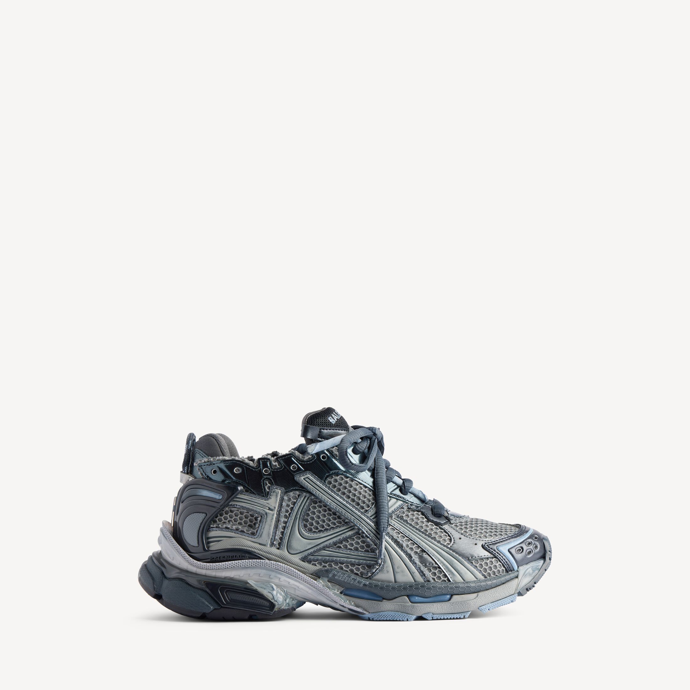 MEN'S RUNNER SNEAKER IN GREY/NAVY/LIGHT BLUE Runner Sneaker in grey, navy and light blue polyurethane and polyester