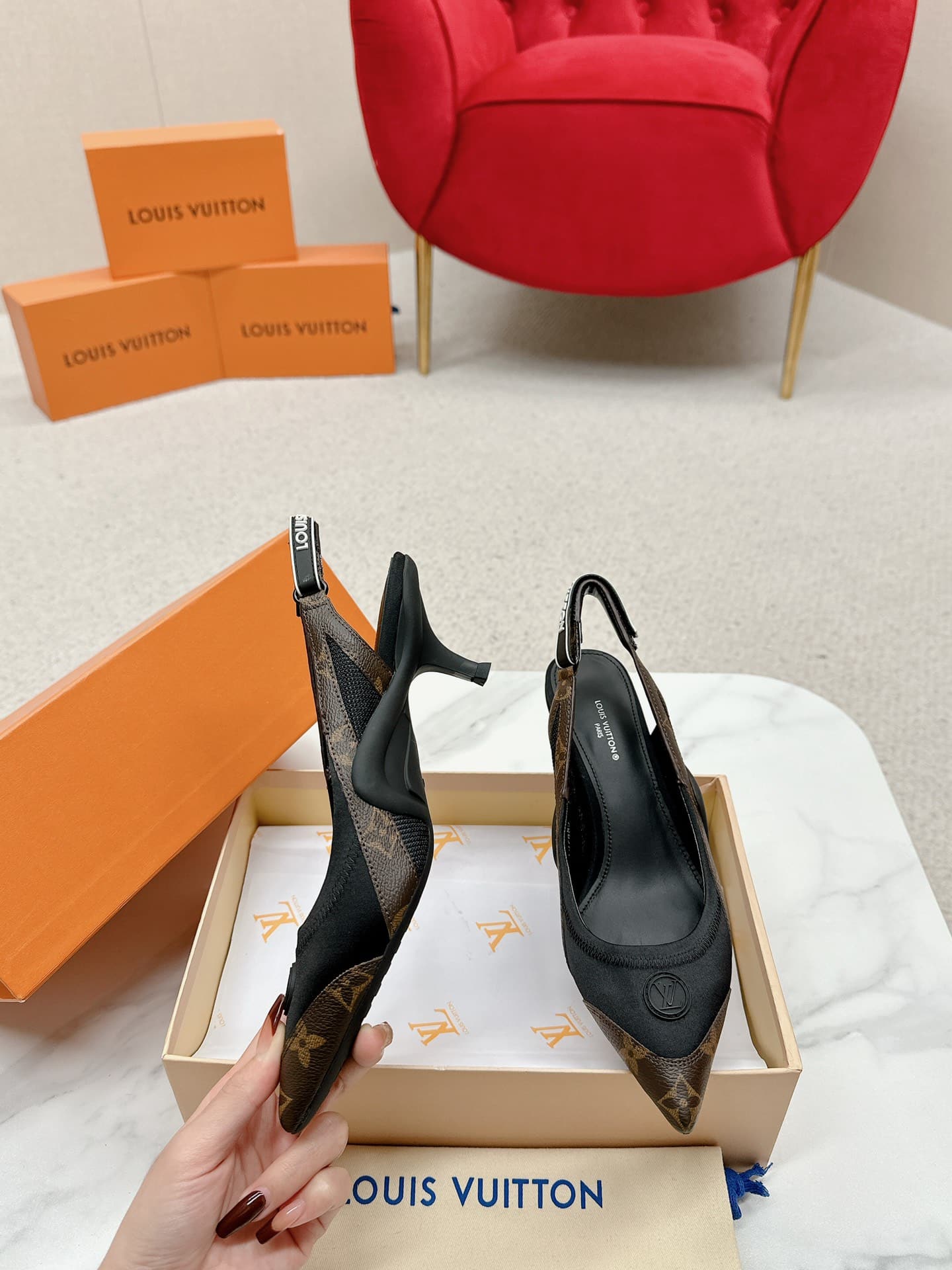 Louis Vuitton Archlight Slingback Pump Black And Brown 1Aadgj