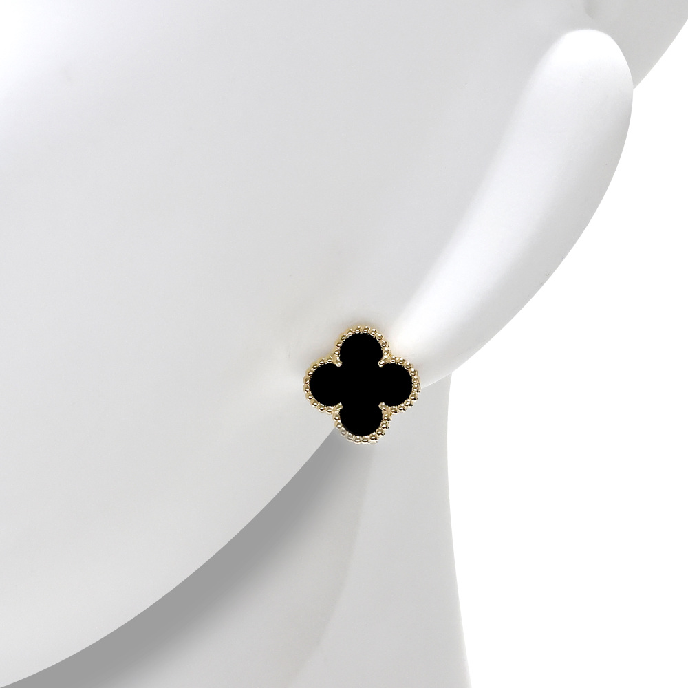 Van Cleef & Arpels Vintage Alhambra Earrings 18K Yellow Gold Onyx VCARA44200