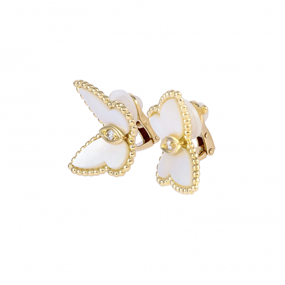 Van Cleef & Arpels Fauna de Papillon Earrings 18K Yellow Gold